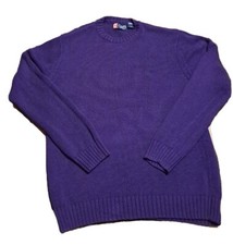 Vintage CHAPS Men  s Size L Cable Knit Sweater Purple Pullover Knitwear