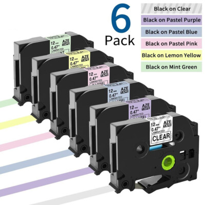 6PK Compatible Brother P-Touch TZe-231 TZe-131 TZ 12mm Label Tape PT-D210 1/2''