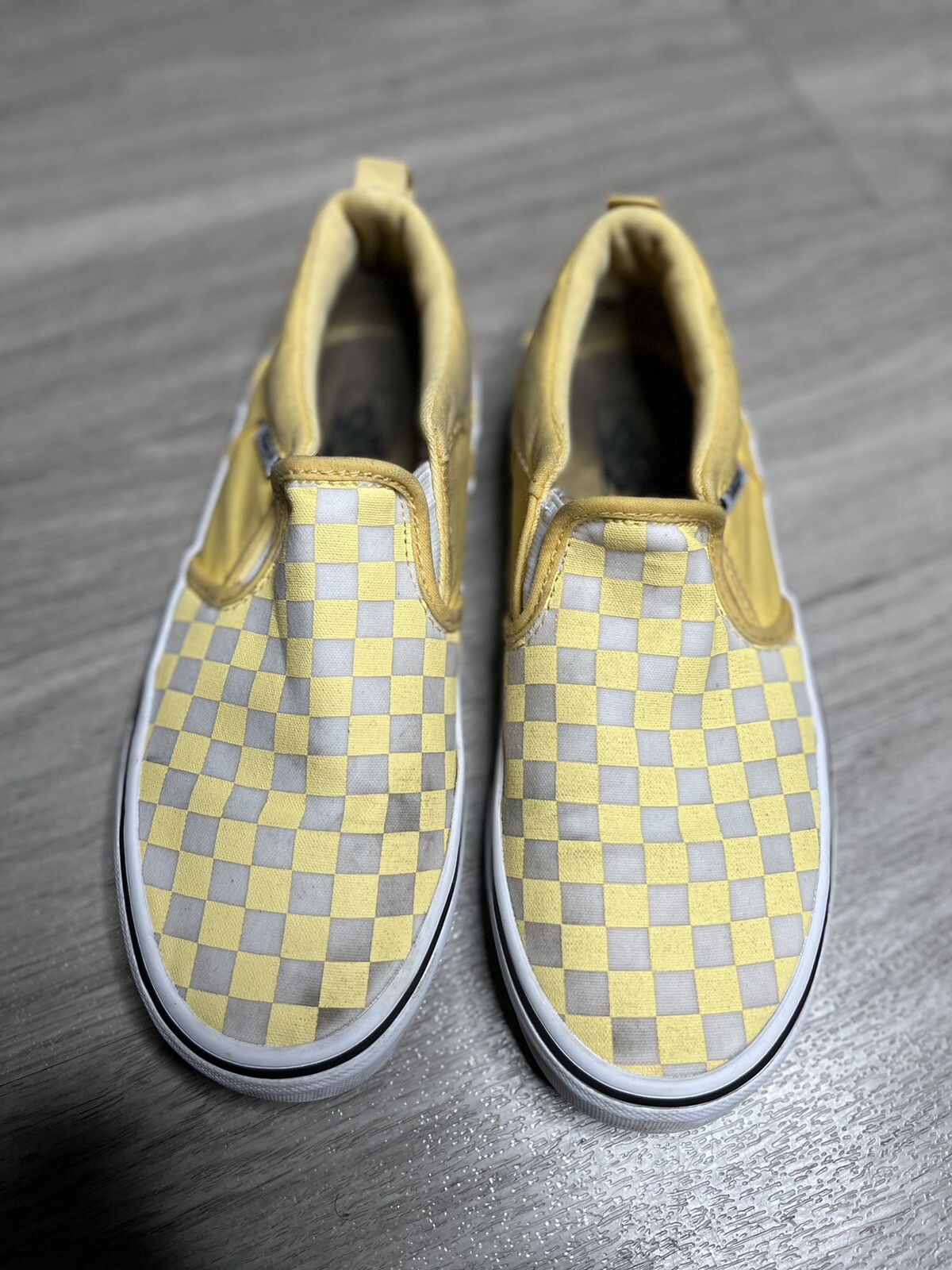 Vans Women's Size 4 Slip On Skate Shoes Classic Yellow Checkerboard-image
