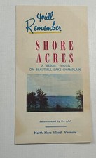 Vintage Travel Brochure Shore Acres North Hero Island Vermont VT
