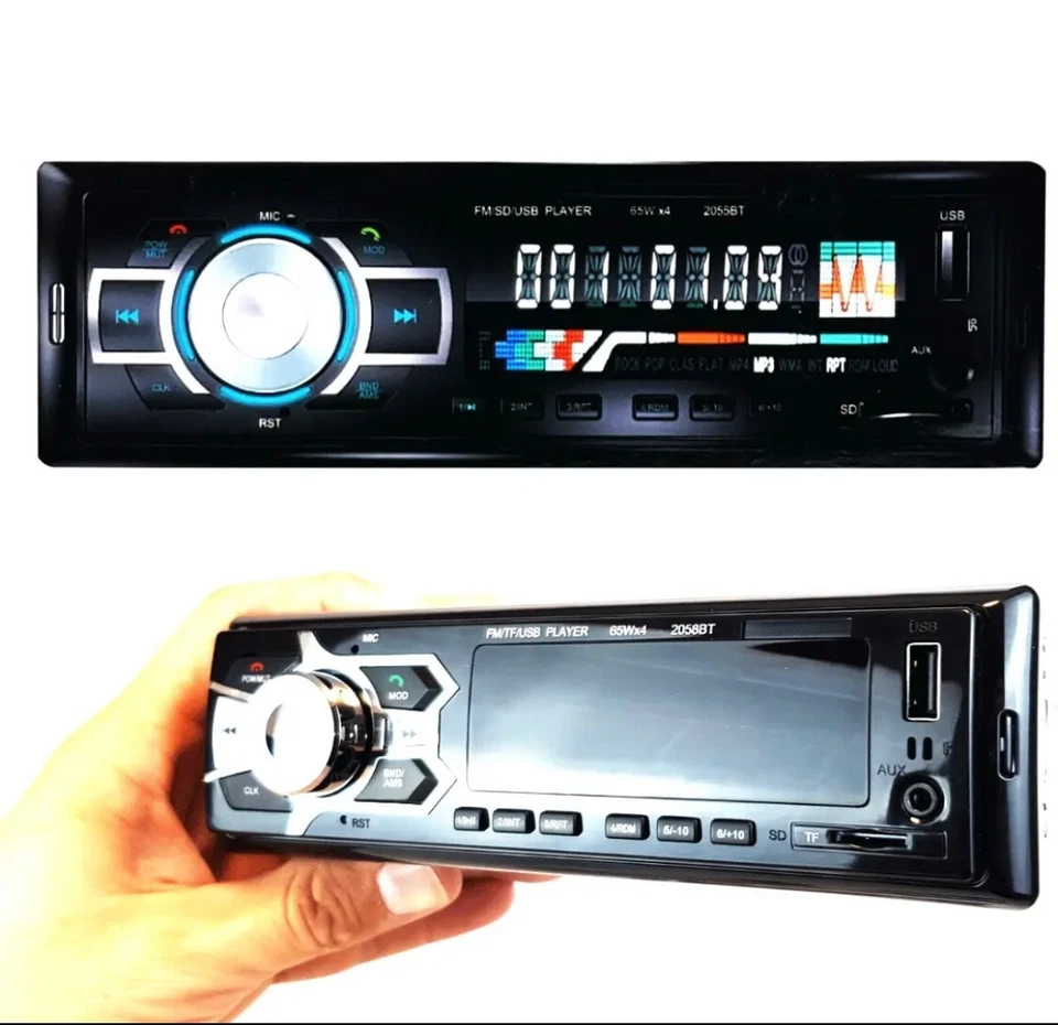 AUTORADIO BLUETOOTH 1 DIN CON VIVAVOCE RADIO FM MP3 USB MICRO SD AUX STEREO AUTO - Immagine 2 di 4