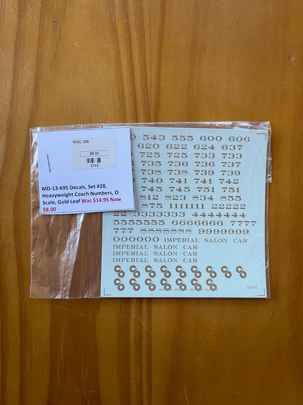 Decals, Heavyweight Coach Numbers, O Scale, Set #28, Gold Leaf Model Trains