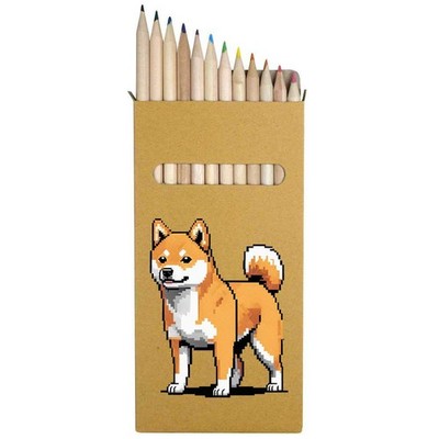 12 x 'Pixel Style Shiba Inu' Long Colour Pencils (PE00089325)