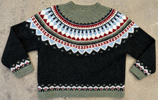 Vintage Eddie Bauer 100 Wool Blend Heavy Knit Sweater Medium Colorful Pattern