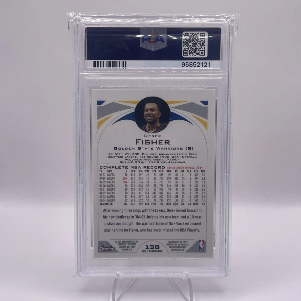Derek Fisher 2004 Topps cromo refractor dorado #138 PSA 9/99  Foto 2 de 4