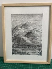 Original Art  Pencil Drawing - Framed - b&w - free p&p