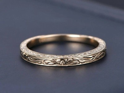 Plain Gold Anniversary Bridal Ring Stackable Band Women 14k Yellow Gold Plated