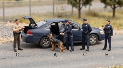 K9 Officer Searching Vehicle Miniature Figures 1:87 1:64 Diorama