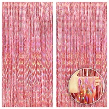 KatchOn, Holographic Rose Gold Fringe Curtain - Large, 3.2x8 Feet, Pack of 2 ...