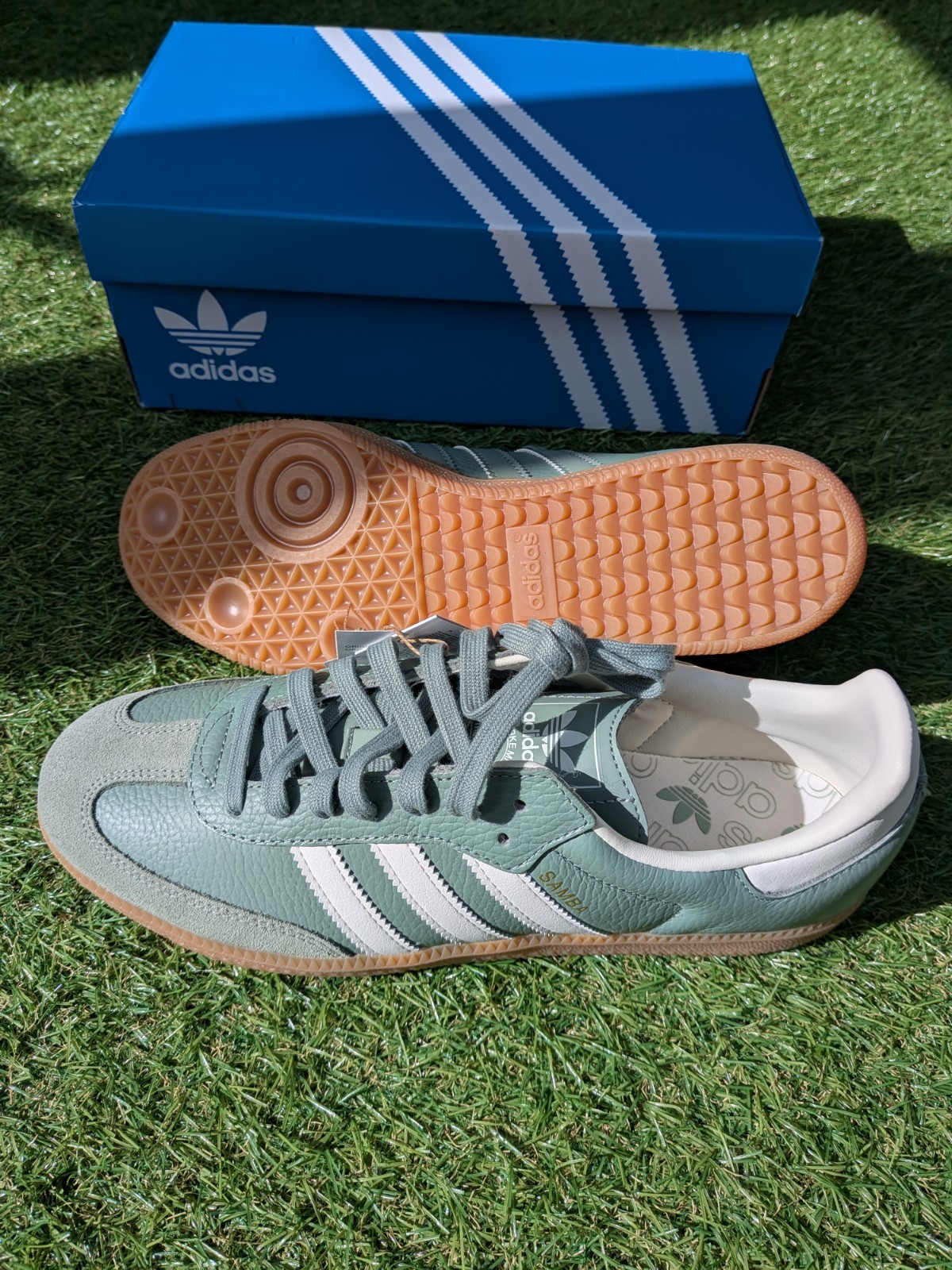 Adidas Originals Women's Samba OG Silver Green IE7011 UK4-9 New  SALE image 2
