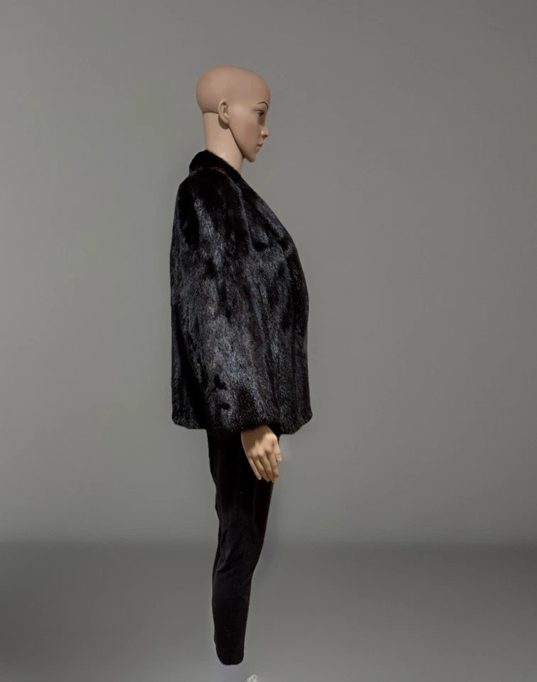 Hermosa chaqueta de visón rancho negra para dama Foto 4 de 4