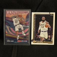 🏀 Panini/Topps 👑 LeBron James Lakers NBA Hoops Anti Gravity 2Card Lot 2024 🏀