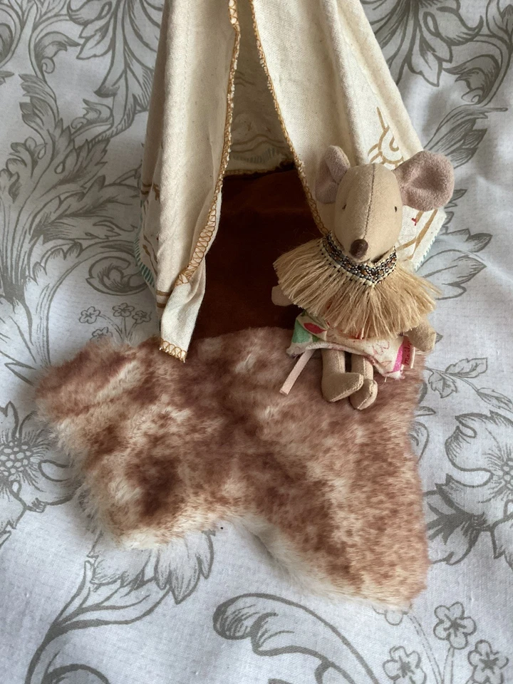 Maileg kleine Schwester Feder Maus & Tipi Tipi - super selten nicht mehr produziert - sehr guter Zustand  - Bild 2 von 4