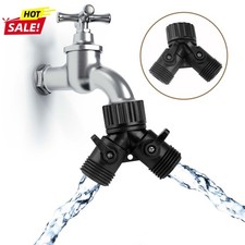 2PCS Faucet Dual Head Two-Way Garden Adapter Hose 90 Splitter Valves Outdoor