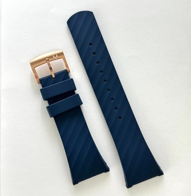 Original Bulova CURV 97A185 BLUE Rubber Watch Band Strap with ROSE-GOLD Clasp