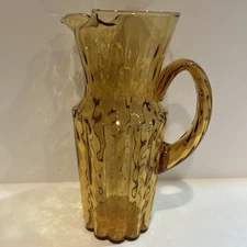 Vintage Yellow Glass Pitcher MCM 11.5” Tall