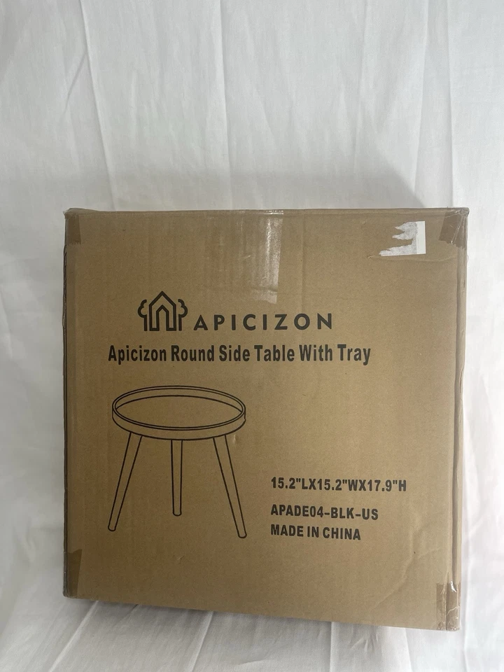 Apicizon Round Side Table White With Gold Wood Legs 16.5” LX 16.5”Wx20”H - Image 3 of 3