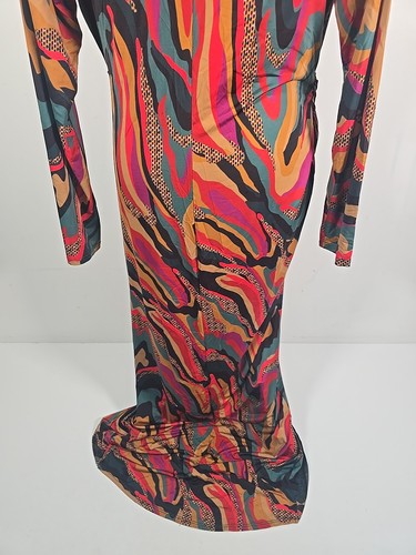 Vestido midi JOHN ZACK simple elegante mostaza estampado múltiple manga larga nuevo con etiquetas Reino Unido 16 - Imagen 9 de 21