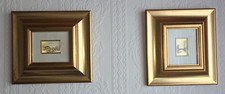 2 Miniatur Bilder / Goldfarbener Rahmen / Landschaft / Vintage /