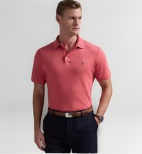 Polo Ralph Lauren Mens Polo Shirt L Orange Heather Short Sleeve Custom Slim Fit