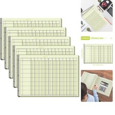 5 Pack Columnar Analysis Pad, 250 Sheets, 13 Columns, 16.31"x11", 3-Hole Account