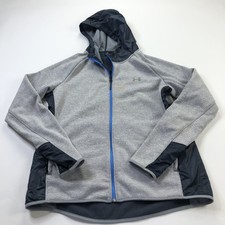 Under Armour XL Women's Storm Zip Fleece Hoodie Sweater Jacket Gray Blue 1302165