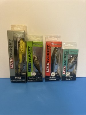 Lot Of 4 New Koppers Live Target Lures Frog, Crappie, Smelt, & Smallmouth Bass