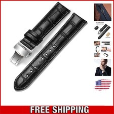 Water-Resistant Alligator Print Leather Watch Strap with Deployant Clasp (20mm)