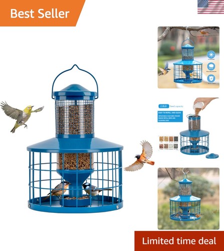Caged Bird Feeders Squirrel-Proof, Metal, 2.8 Lbs Capacity-Cage Tube Seed Fee... - Picture 1 of 9