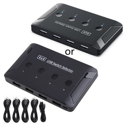 USB2.0 Switch Selector KVM Switcher Box Hub Adapter 4 In 4 Out USB Fast Adapter