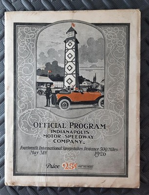 100% ORIGINAL 1926 INDIANAPOLIS INDY 500 RARE OFFICIAL PROGRAM NO REPOPS EVER