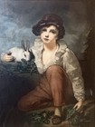 Large Antique Signed Henry Raeburn Boy and Dog Lithograph Print Engraving 1864 — photo 2