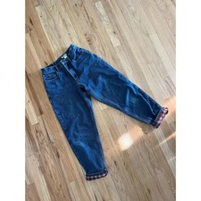 Vintage Jeans Plaid Lined Denim High Waist Straight Leg 90s Cotton Size 8