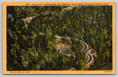 Postcard  Loop-Over on Newfound Gap Highway Great Smoky Mtns NP North Carolina