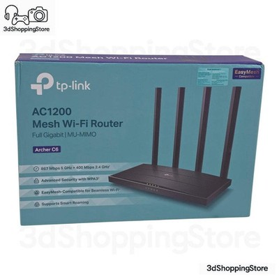 TP-Link Archer C6 AC1200 Dual Band Mesh Wi-Fi Router Gigabit MU-MIMO