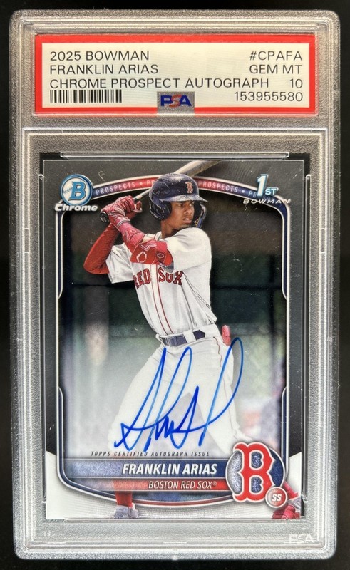 2025 Bowman Franklin Arias Chrome Auto 1st Prospect #CPA-FA Red Sox PSA 10