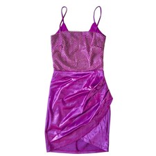 Windsor Barbiecore Disco Rhinestone Bodycon Mini Dress Magenta Purple XS NWOT