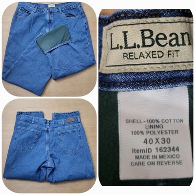 LL Bean Men's Double Fleece Lined Jeans Size 40x30 Item #162344