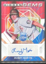 2021 Panini Elite Extra Edition Hidden Gems Red/White/Blue Robby Martin Auto /25
