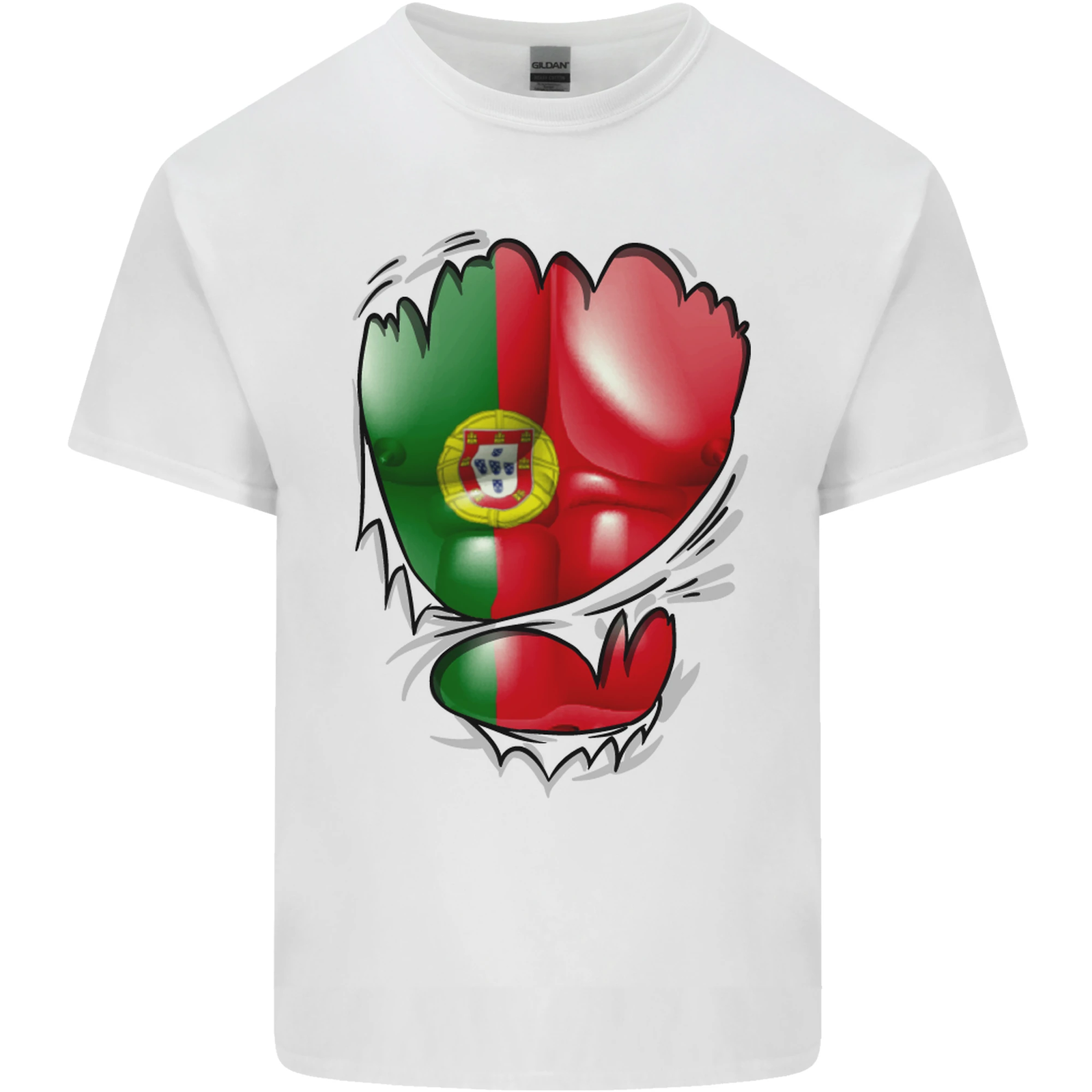 Gym Portuguese Flag Ripped Muscles Portugal Mens Cotton T-Shirt Tee Top