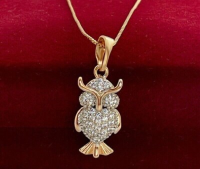 Owl Shape Women's Pendant 2.26Ct Round Cut Simulated Diamond 925 Sterling Silver