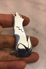 Broche prendedor navajo vintage de plata esterlina para perro lobo aullador?