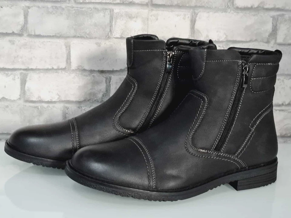 Herren Stiefel Schuhe Schwarz Winterschuhe Boots Herrenschuhe gefüttert 40 - 45 - Bild 2 von 4