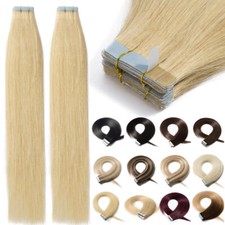 THICK 150g 60pcs Tape In 100 Human Hair Extensions Skin Weft Full Head Ombre US