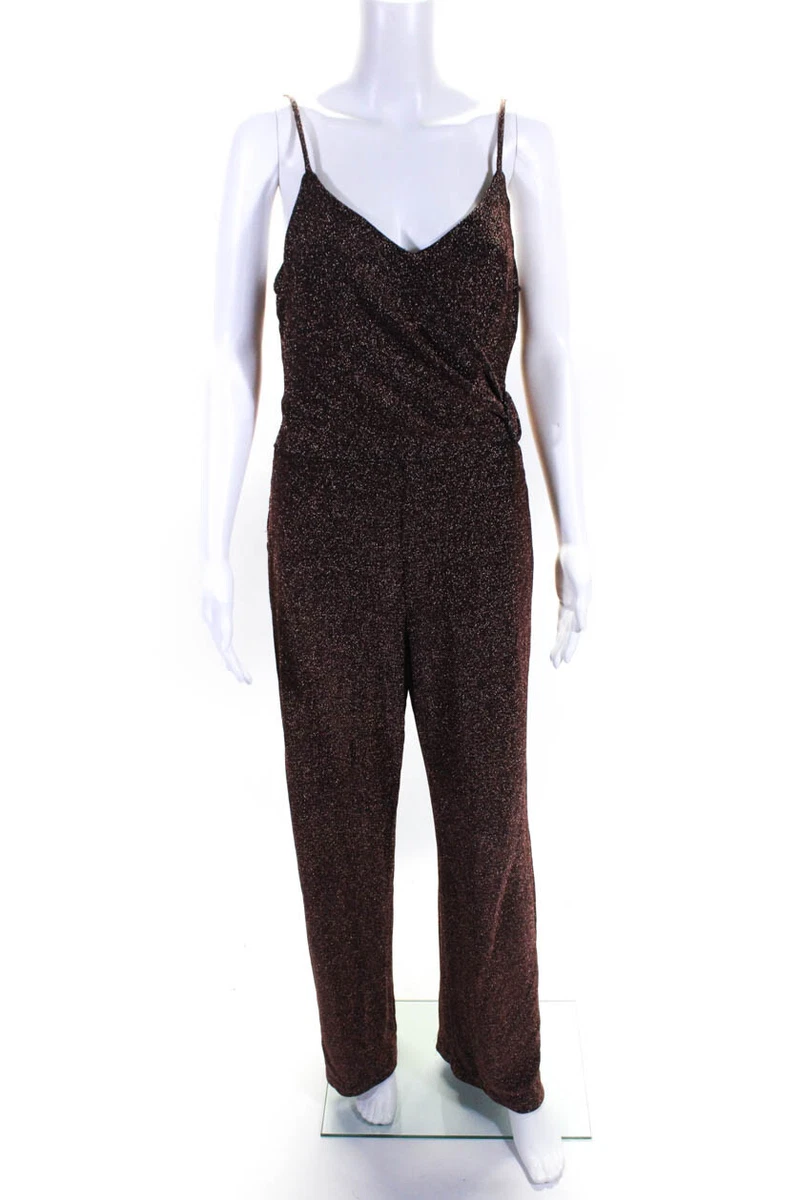 Donna Morgan Womens Brown Rose Gold Shimmer Jumpsuit Size 0 13207471