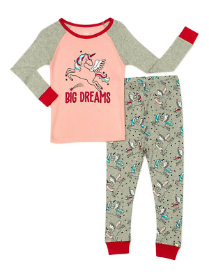 Wonder Nation Piece Pajamas Toddler Girls Sleep Set Pink