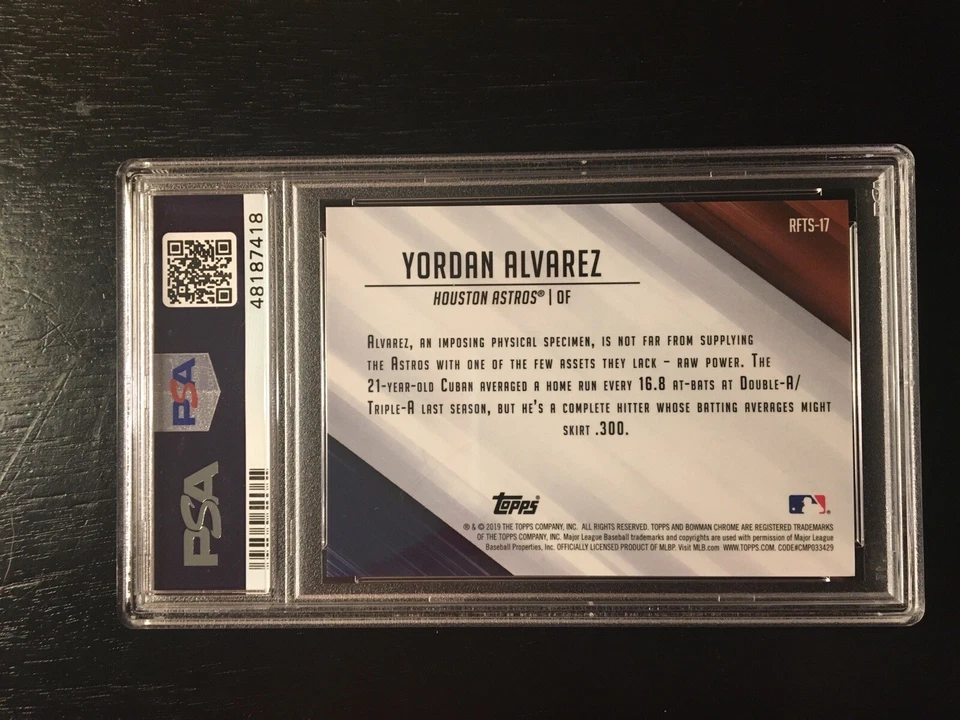 #48/50 PSA 10 Yordan Alvarez 2019 Bowman Ready For The Show Gold Pop 8 #RFTS-YA - Image 3 of 3