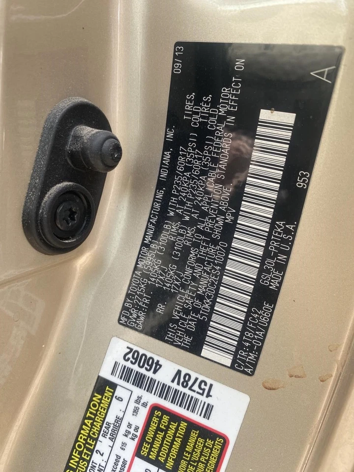 Medidor de flujo de aire de inyección de combustible usado se adapta a: Toyota Sienna 2014 motor 1,8 L 2ZRFE Gr Foto 2 de 4