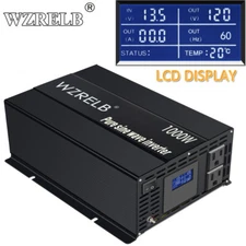 1000W Pure Sine Wave Inverter 12V to 110V 120V Power Supply Motor RV Solar Camp