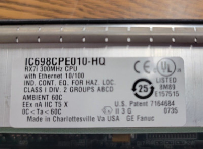 GE Fanuc IC698CPE010-FL RX7i CPU Module with Ethernet 10/100 I11 No Battery